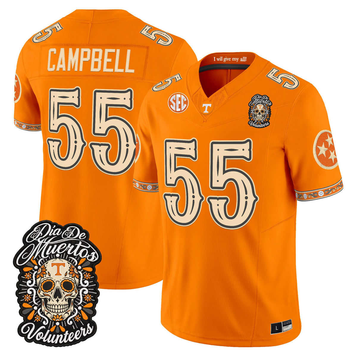  Tennessee Volunteers Día de los Muertos Vapor Limited Jersey - Stitched