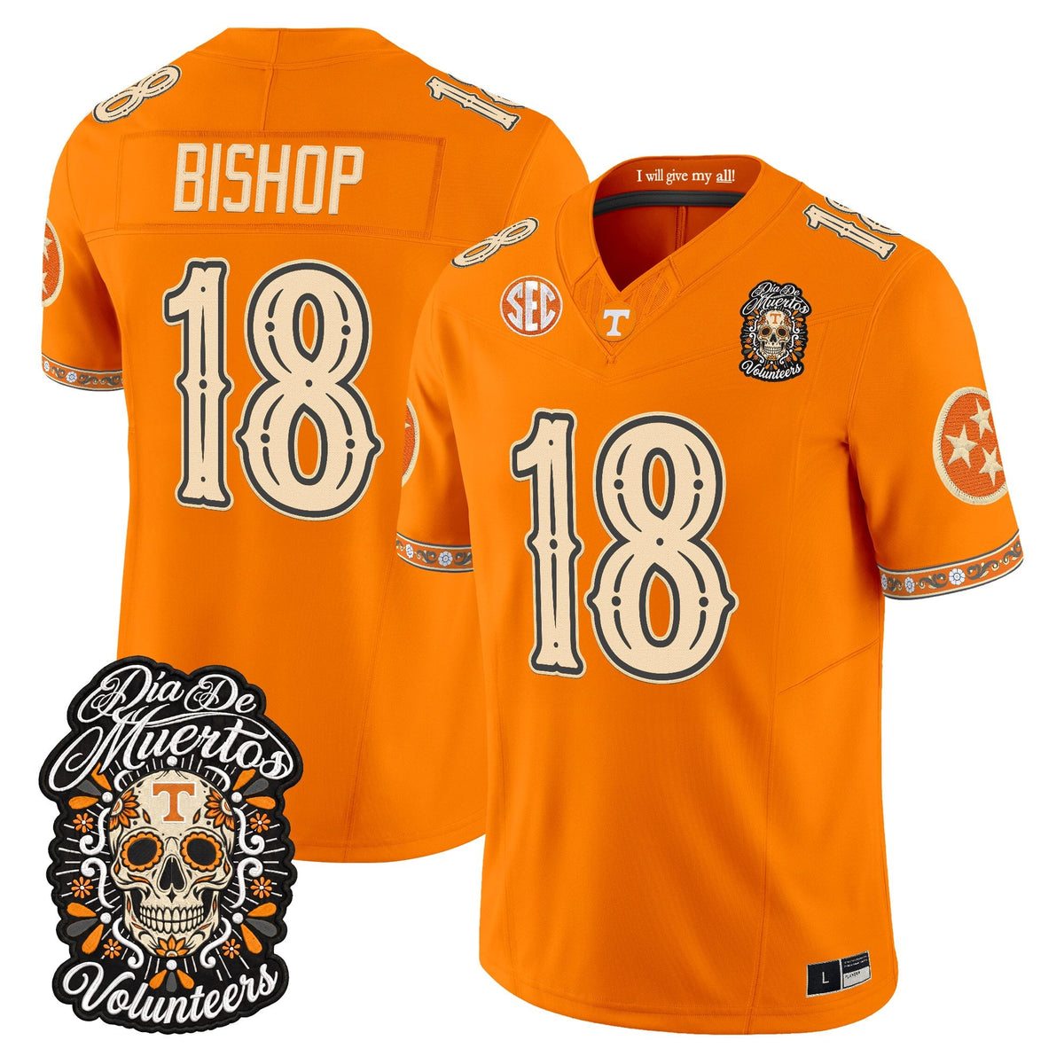  Tennessee Volunteers Día de los Muertos Vapor Limited Jersey - Stitched