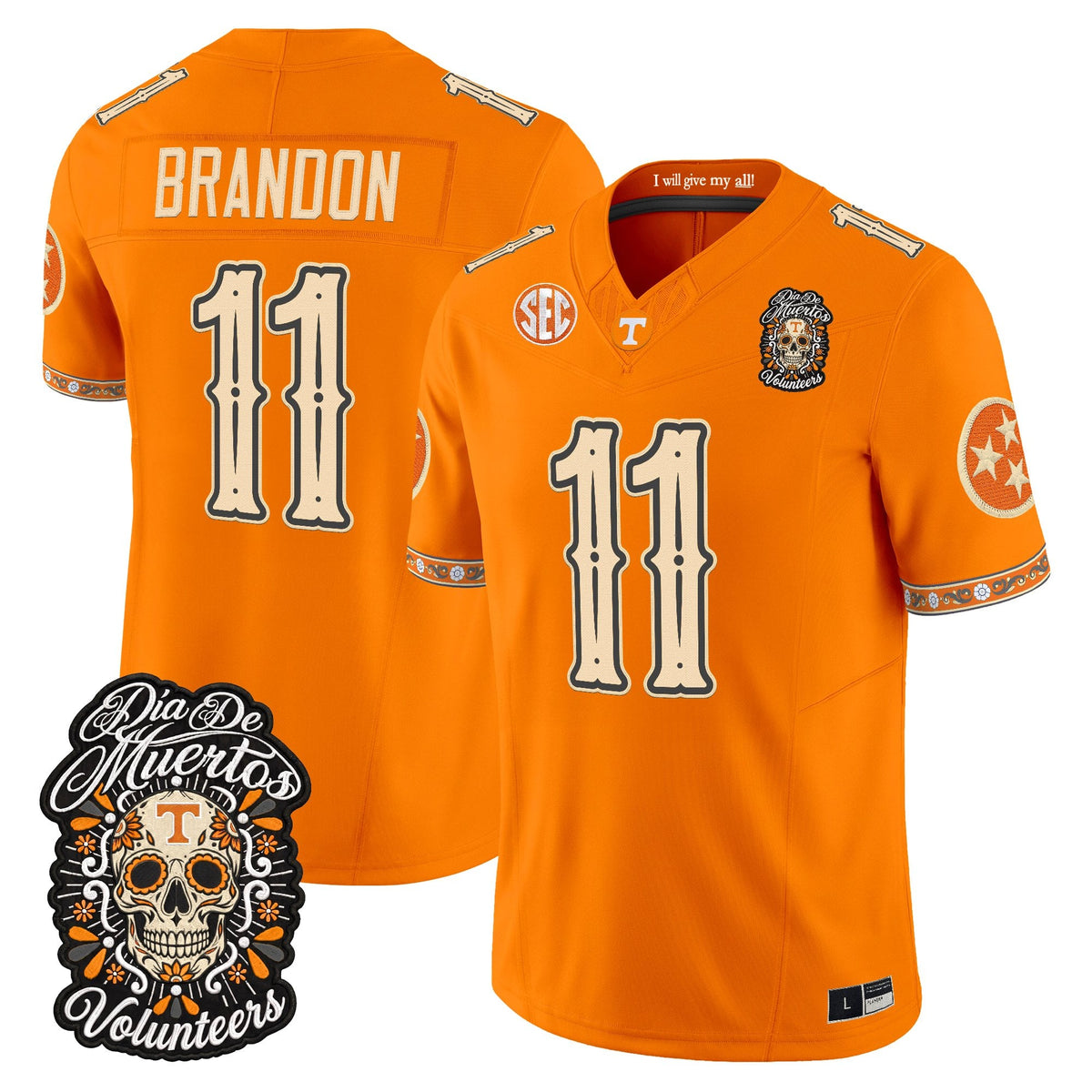  Tennessee Volunteers Día de los Muertos Vapor Limited Jersey - Stitched