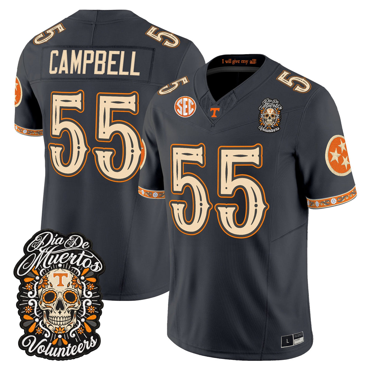  Tennessee Volunteers Día de los Muertos Vapor Limited Jersey - Stitched
