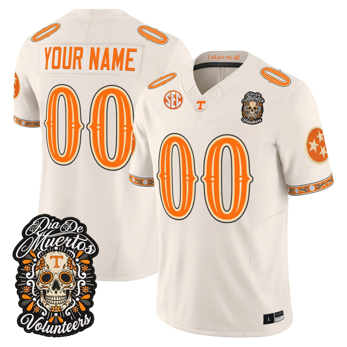 Tennessee Volunteers Día de los Muertos Vapor Limited Custom Jersey - Stitched