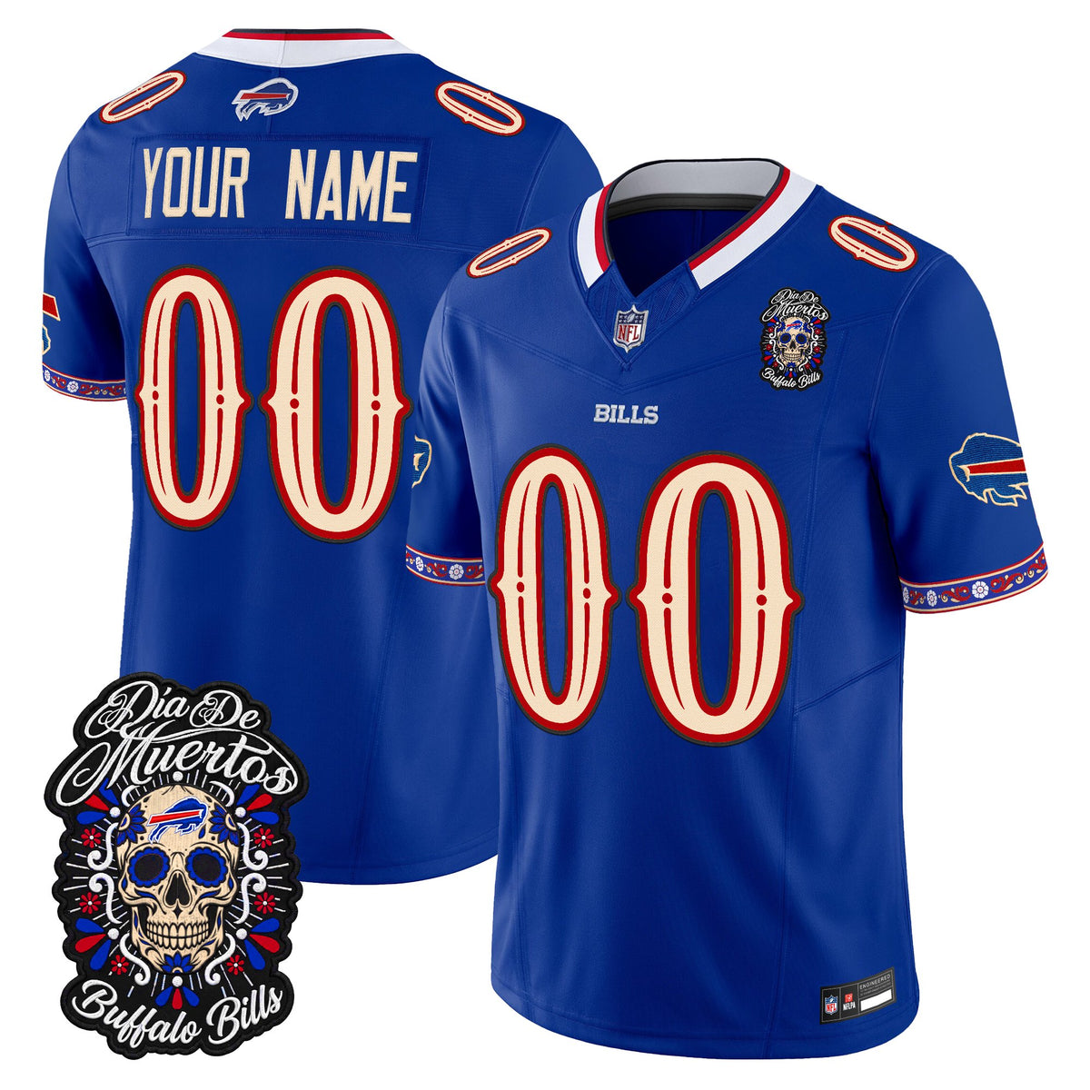 Buffalo Bills Día de los Muertos Vapor Limited Custom Jersey - All Stitched