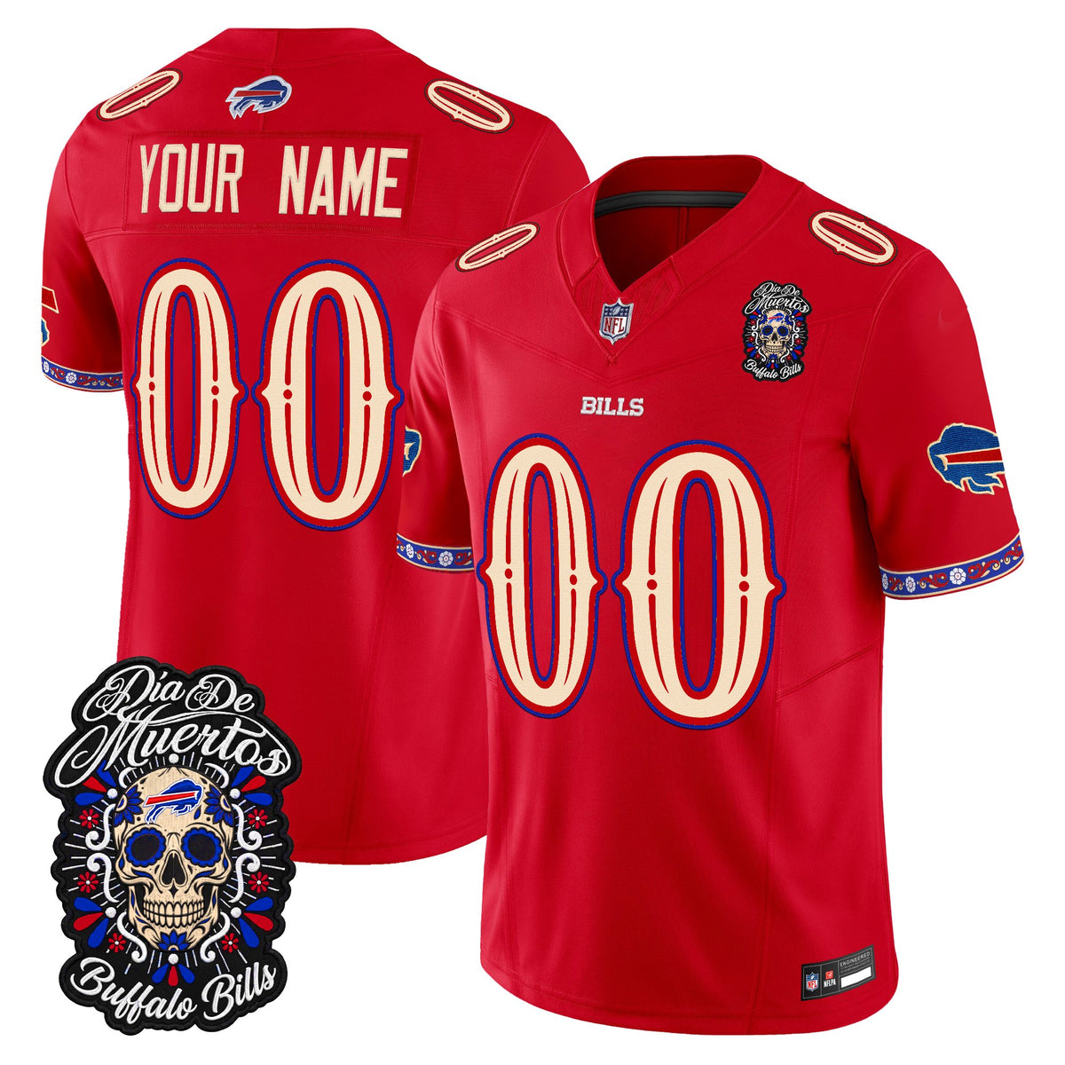 Buffalo Bills Día de los Muertos Vapor Limited Custom Jersey - All Stitched