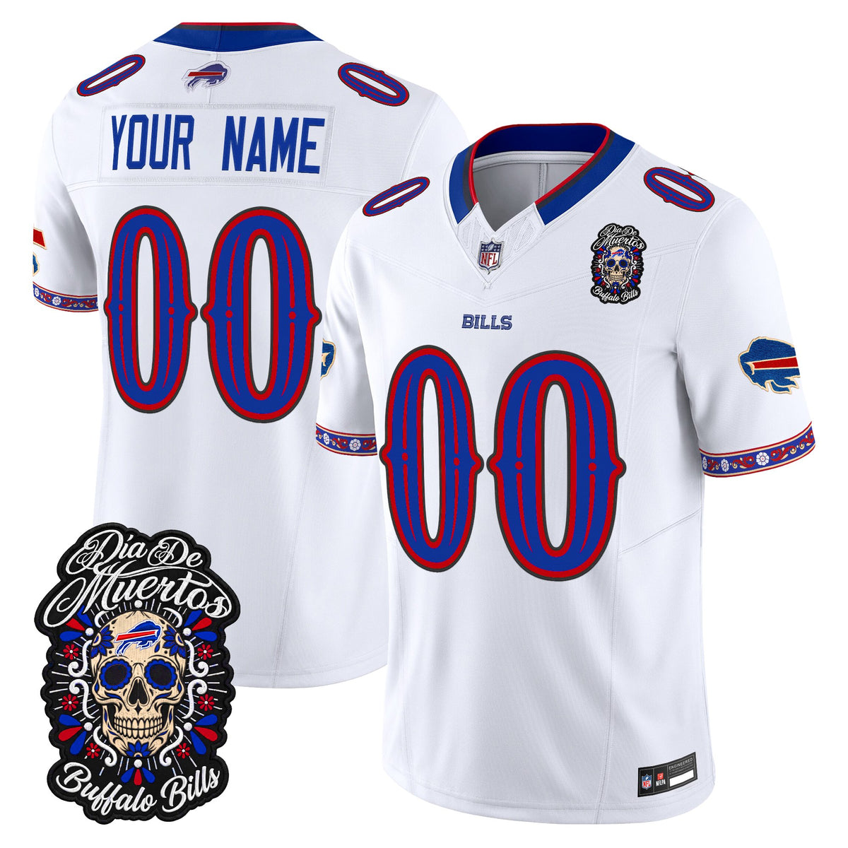 Buffalo Bills Día de los Muertos Vapor Limited Custom Jersey - All Stitched