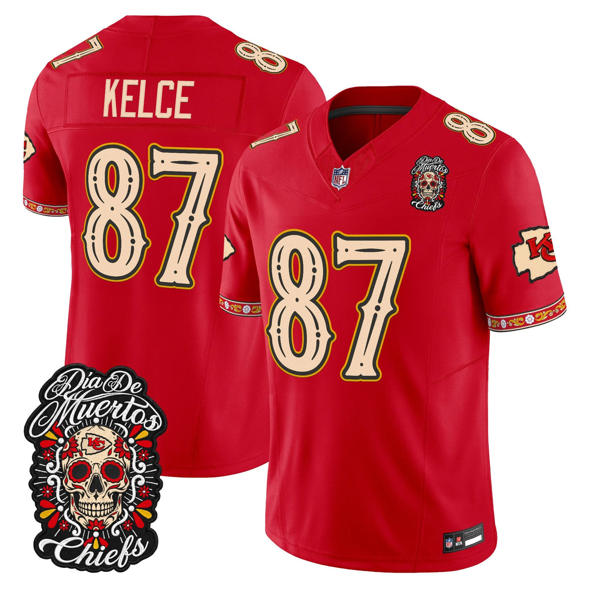 Kansas City Chiefs Día de los Muertos Vapor Limited Jersey - Stitched