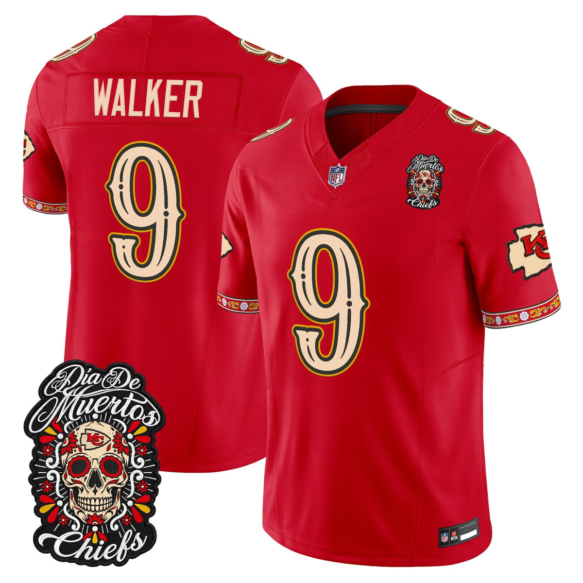 Kansas City Chiefs Día de los Muertos Vapor Limited Jersey - Stitched