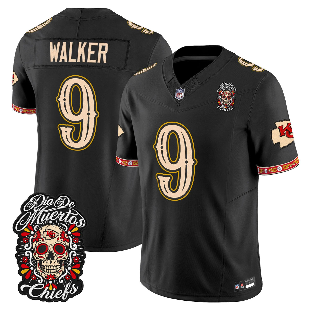 Kansas City Chiefs Día de los Muertos Vapor Limited Jersey - Stitched
