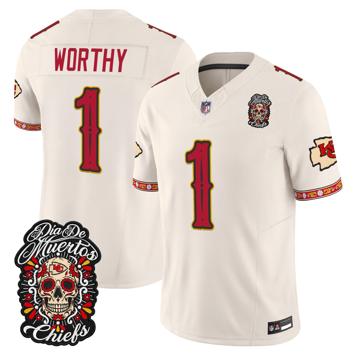 Kansas City Chiefs Día de los Muertos Vapor Limited Jersey - Stitched