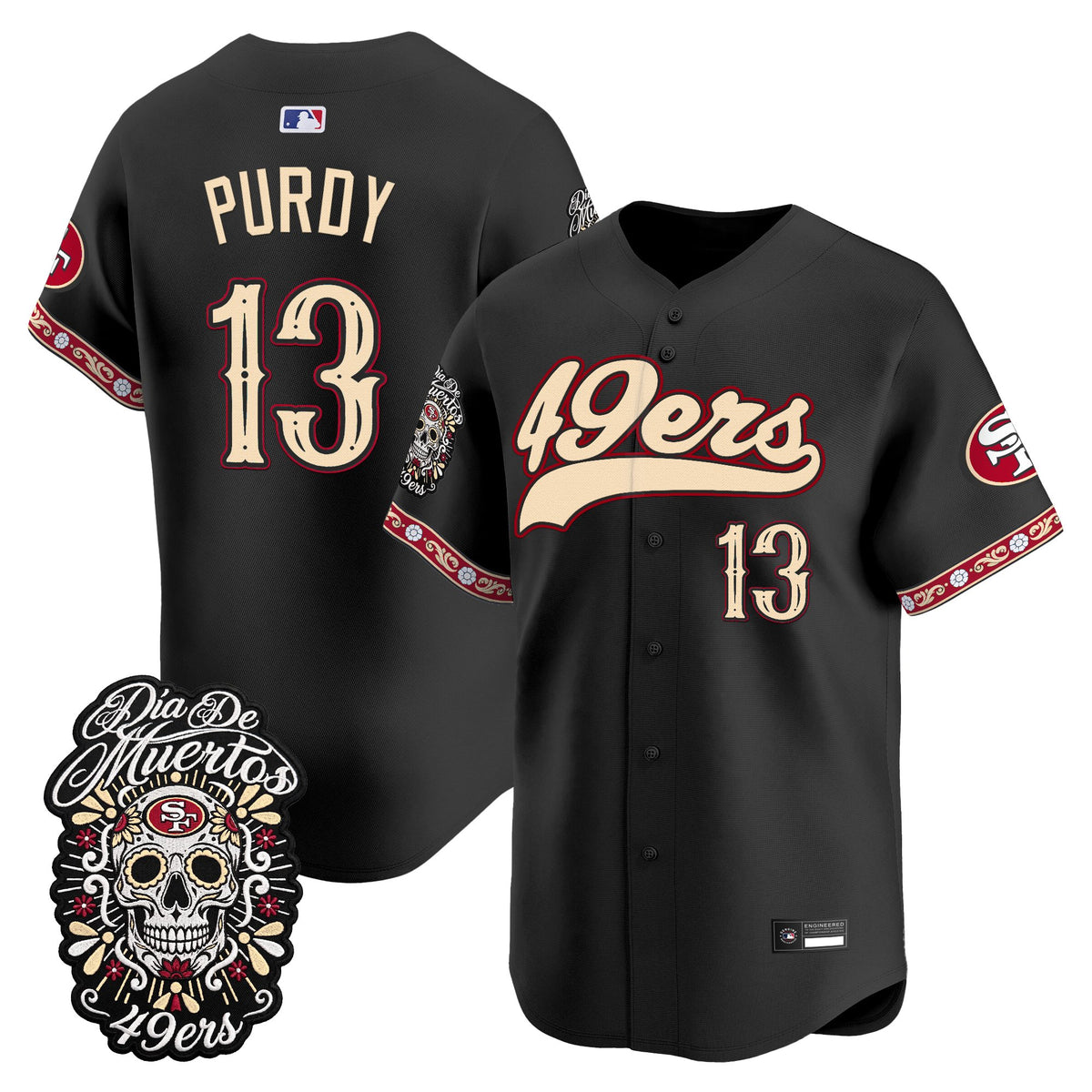 Men's San Francisco 49ers Día de los Muertos Vapor Limited Baseball Jersey - All Stitched