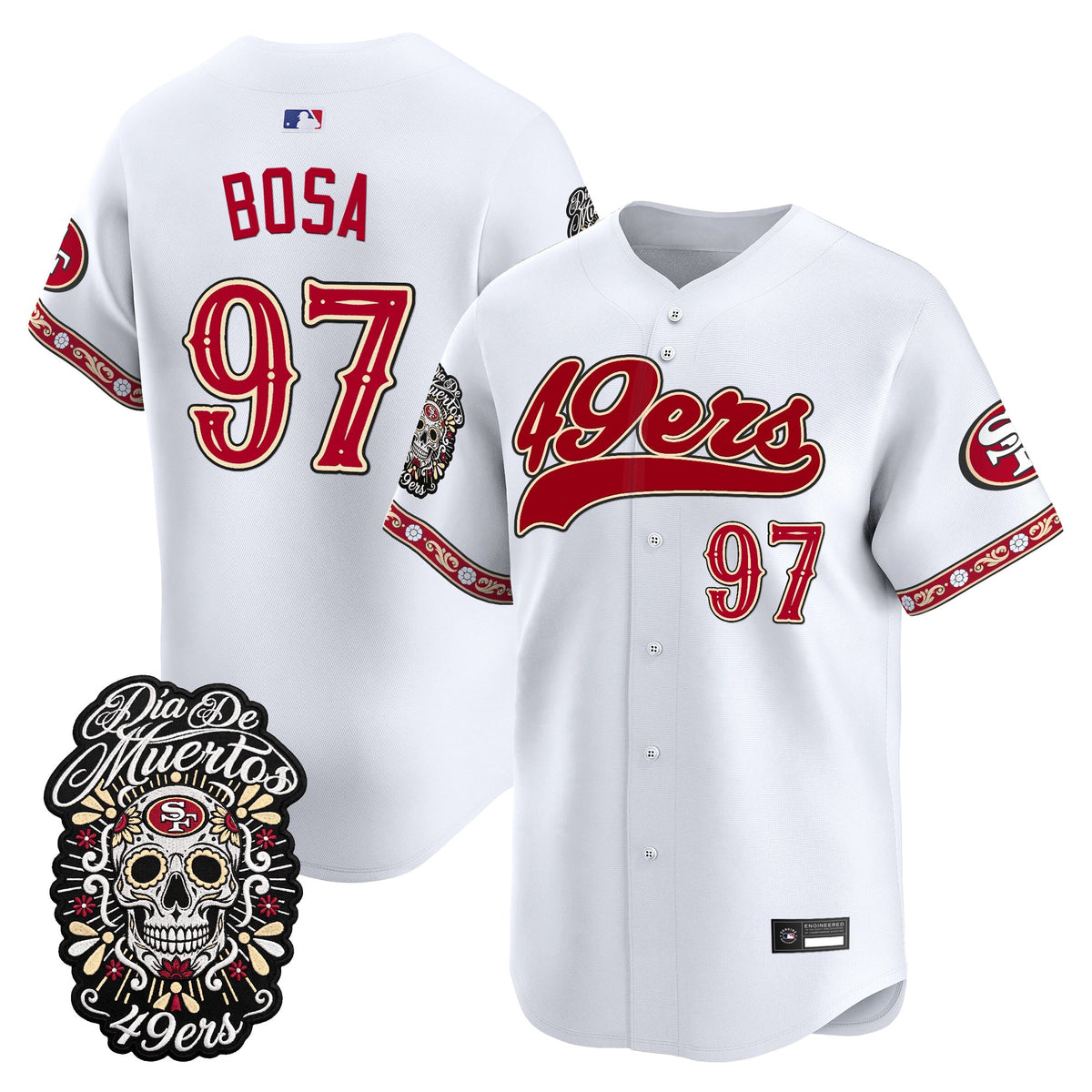 Men's San Francisco 49ers Día de los Muertos Vapor Limited Baseball Jersey - All Stitched