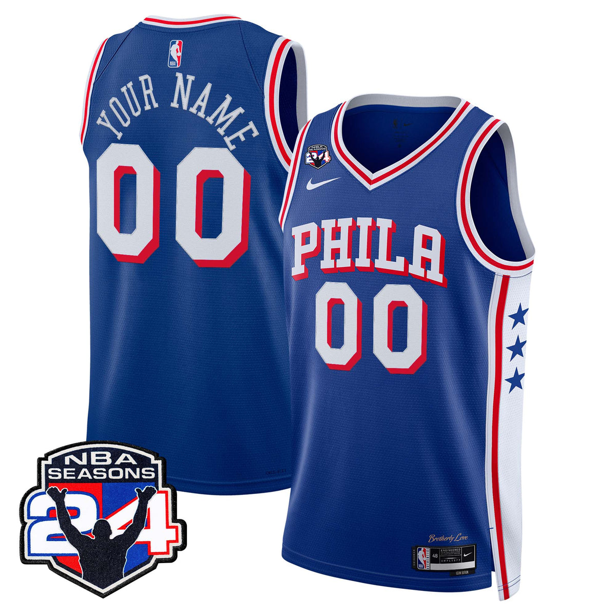 Philadelphia 76ers Custom Swingman Jersey - 24th Season Patch - Stitched