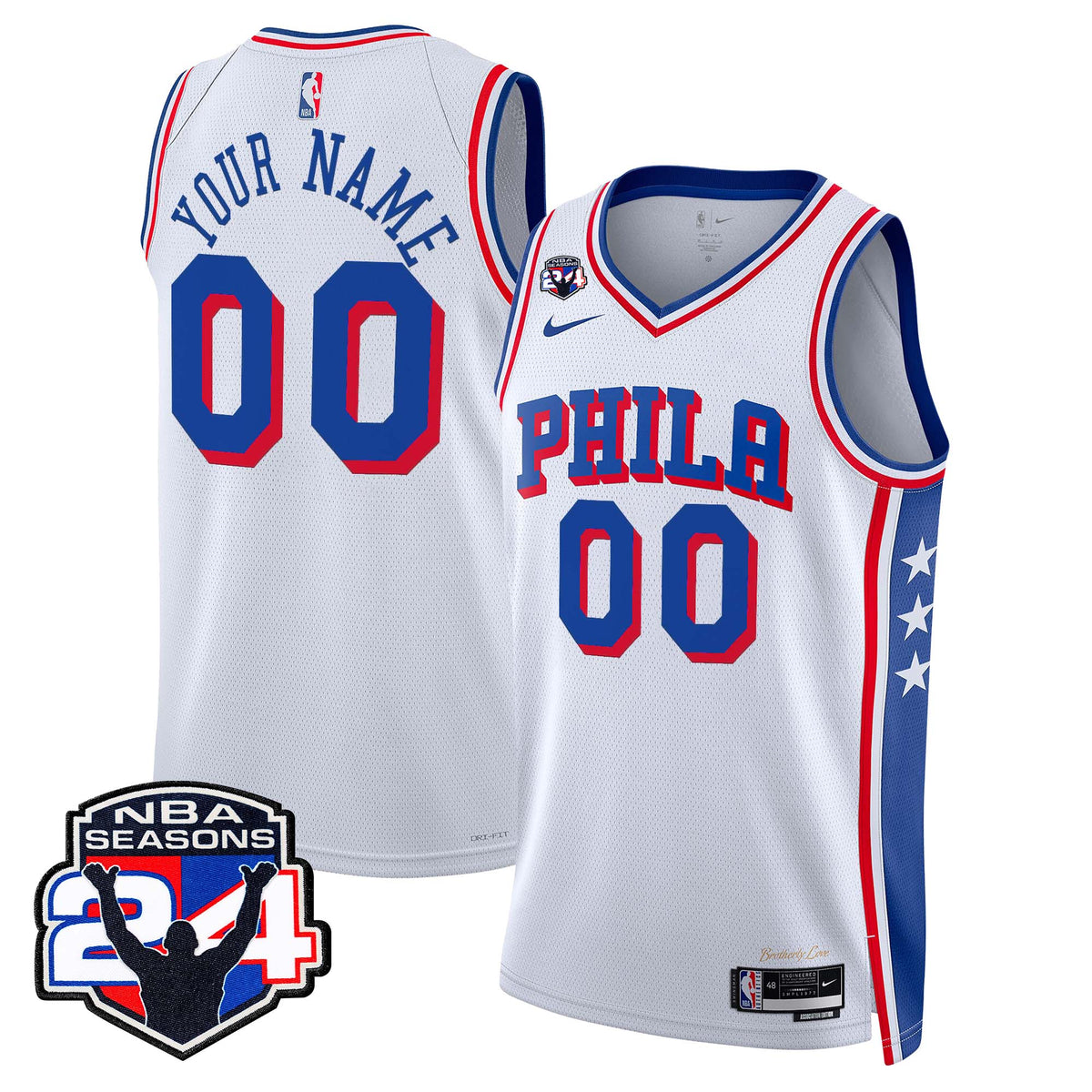 Philadelphia 76ers Custom Swingman Jersey - 24th Season Patch - Stitched
