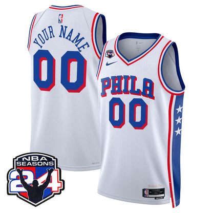 Philadelphia 76ers Custom Swingman Jersey - 24th Season Patch - Stitched