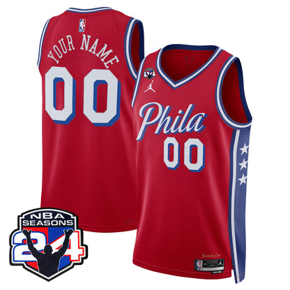 Philadelphia 76ers Custom Swingman Jersey - 24th Season Patch - Stitched