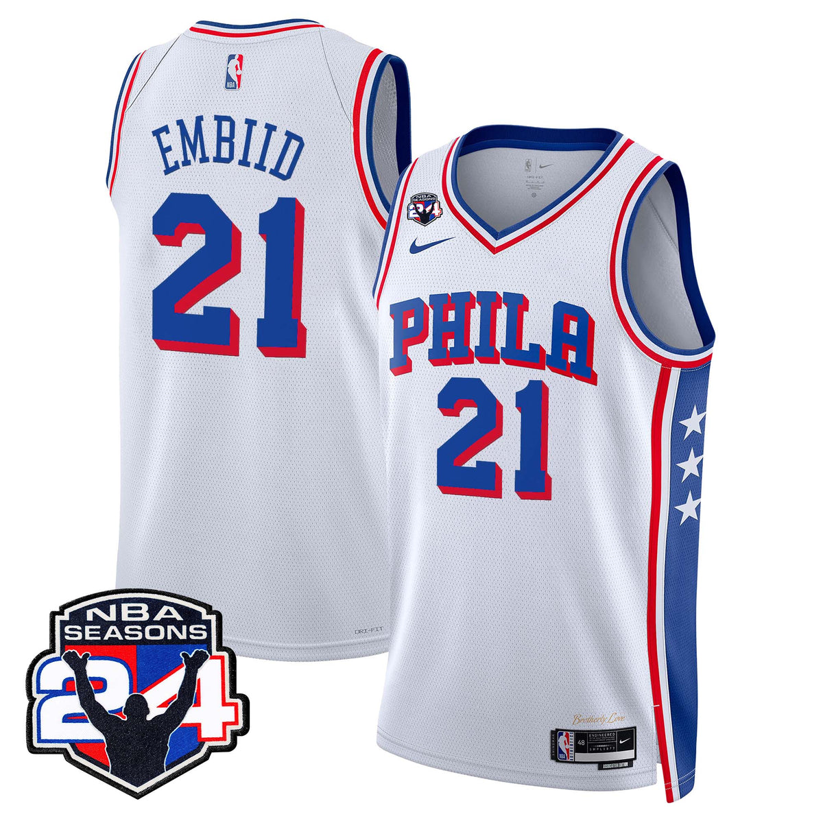  Philadelphia 76ers Swingman Jersey - 24th Season Patch - Stitched