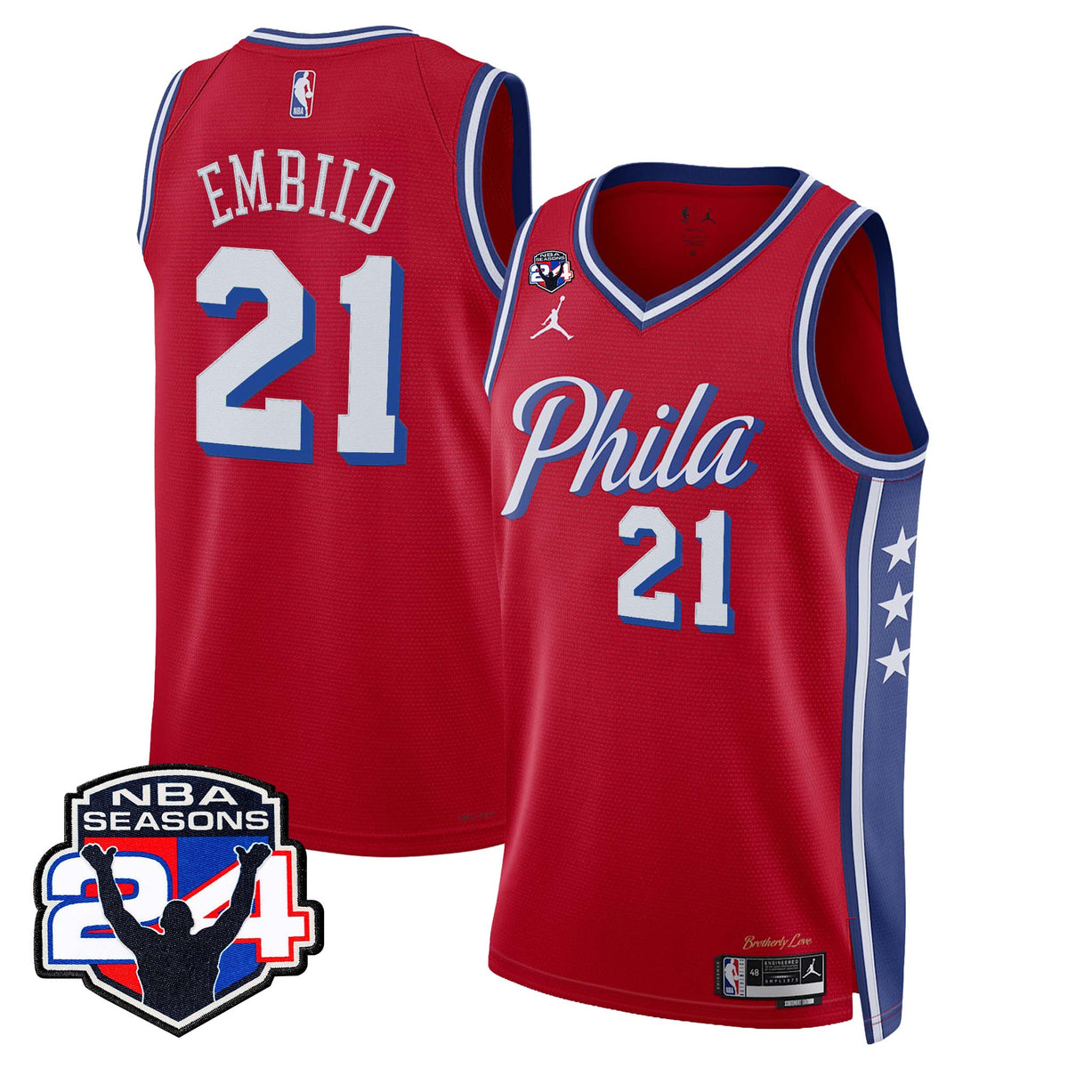  Philadelphia 76ers Swingman Jersey - 24th Season Patch - Stitched