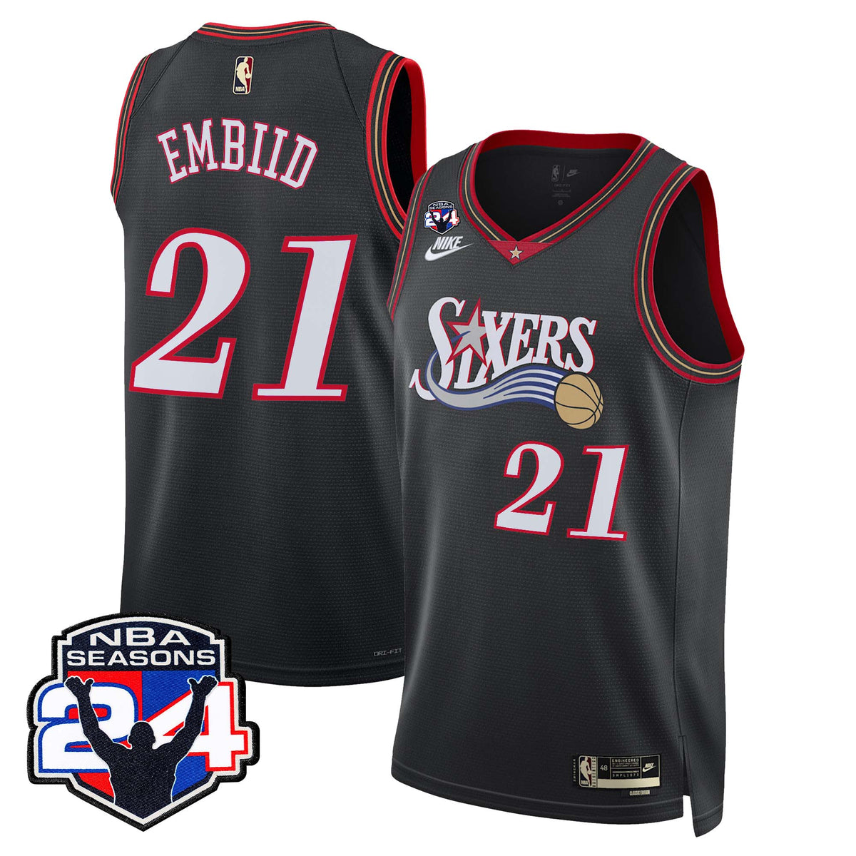  Philadelphia 76ers Swingman Jersey - 24th Season Patch - Stitched