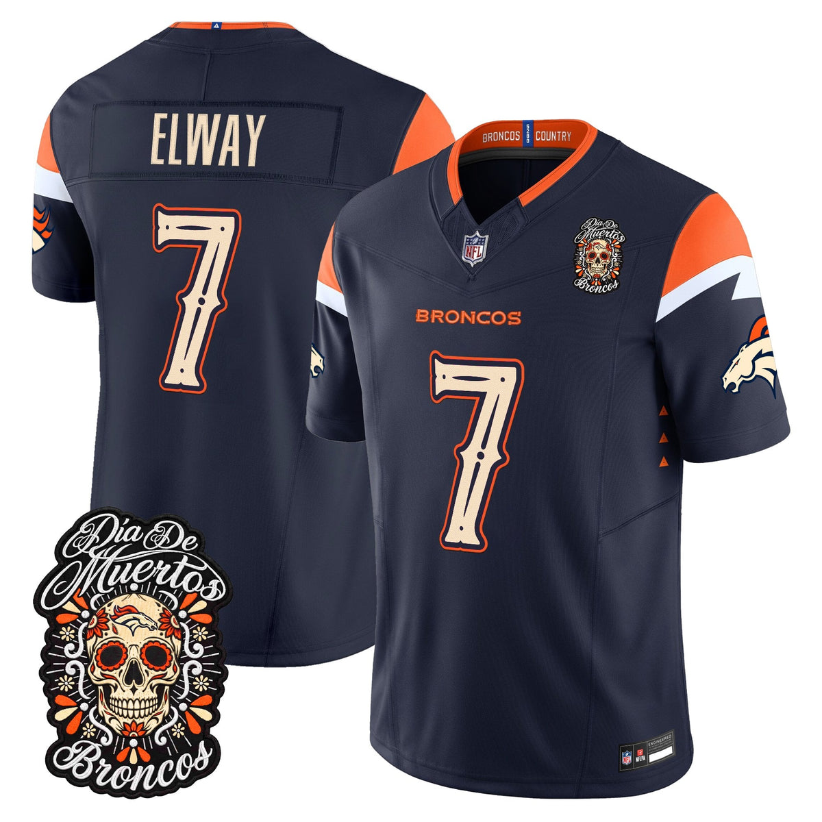 Denver Broncos Día de los Muertos Vapor Limited Jersey - Stitched