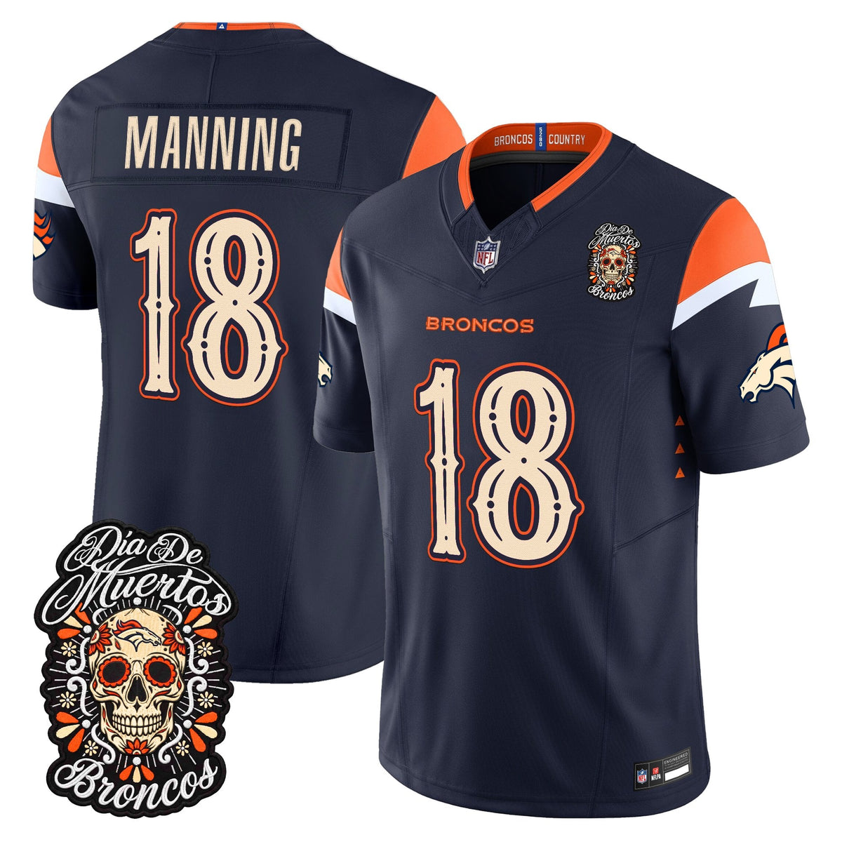 Denver Broncos Día de los Muertos Vapor Limited Jersey - Stitched