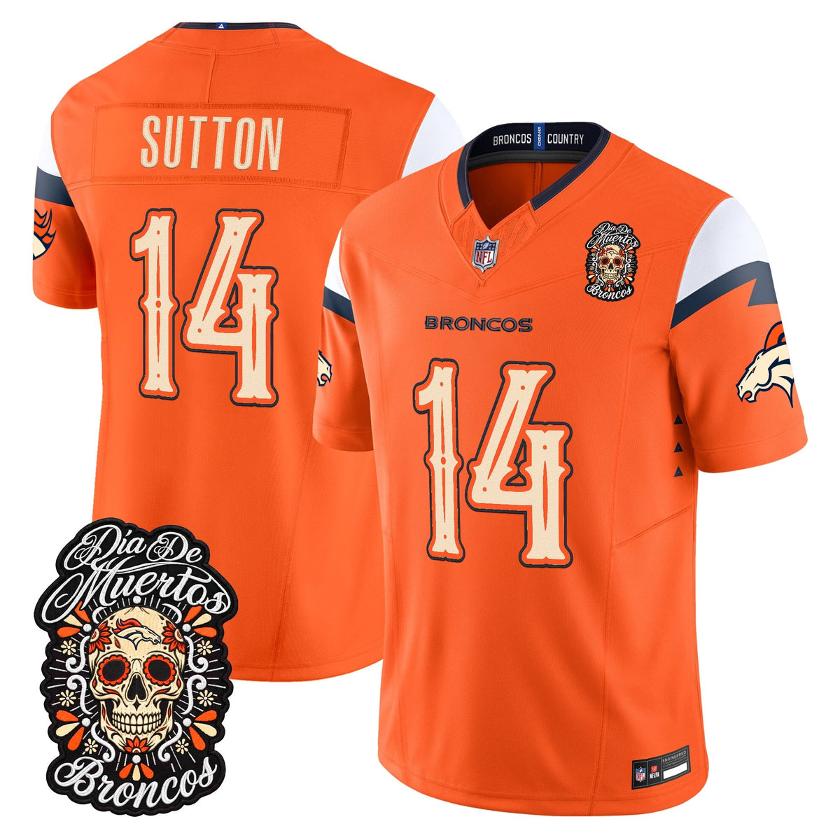 Denver Broncos Día de los Muertos Vapor Limited Jersey - Stitched