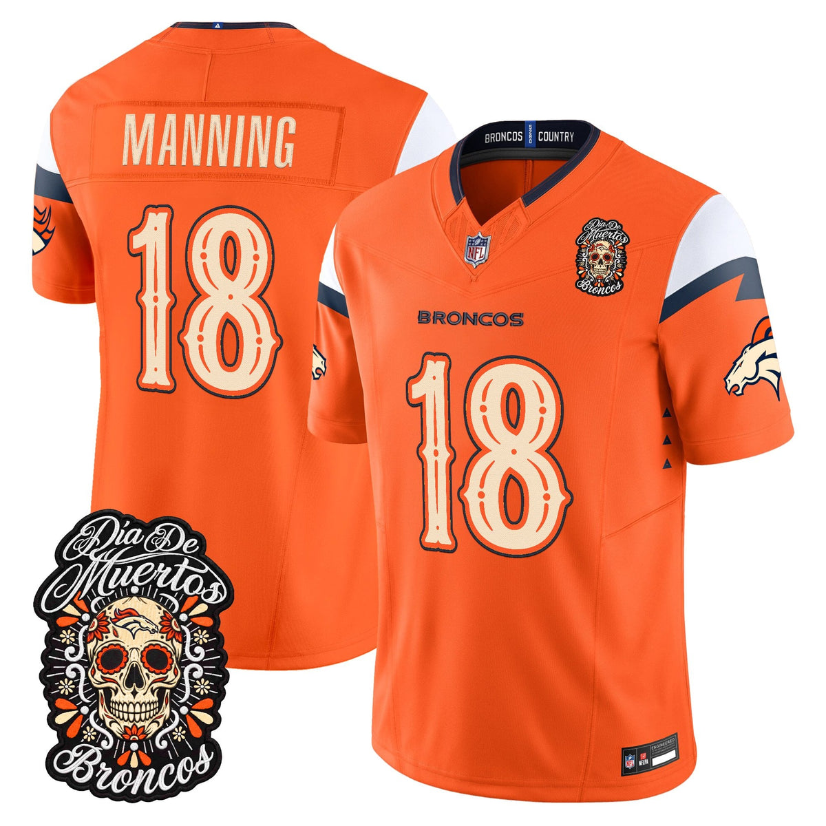 Denver Broncos Día de los Muertos Vapor Limited Jersey - Stitched