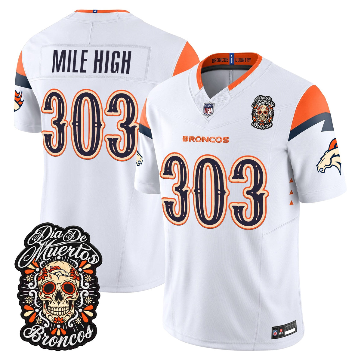 Denver Broncos Día de los Muertos Vapor Limited Jersey - Stitched