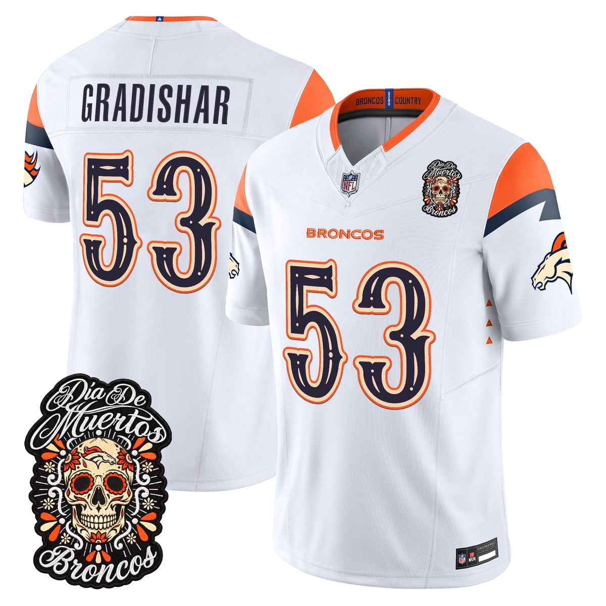Denver Broncos Día de los Muertos Vapor Limited Jersey - Stitched