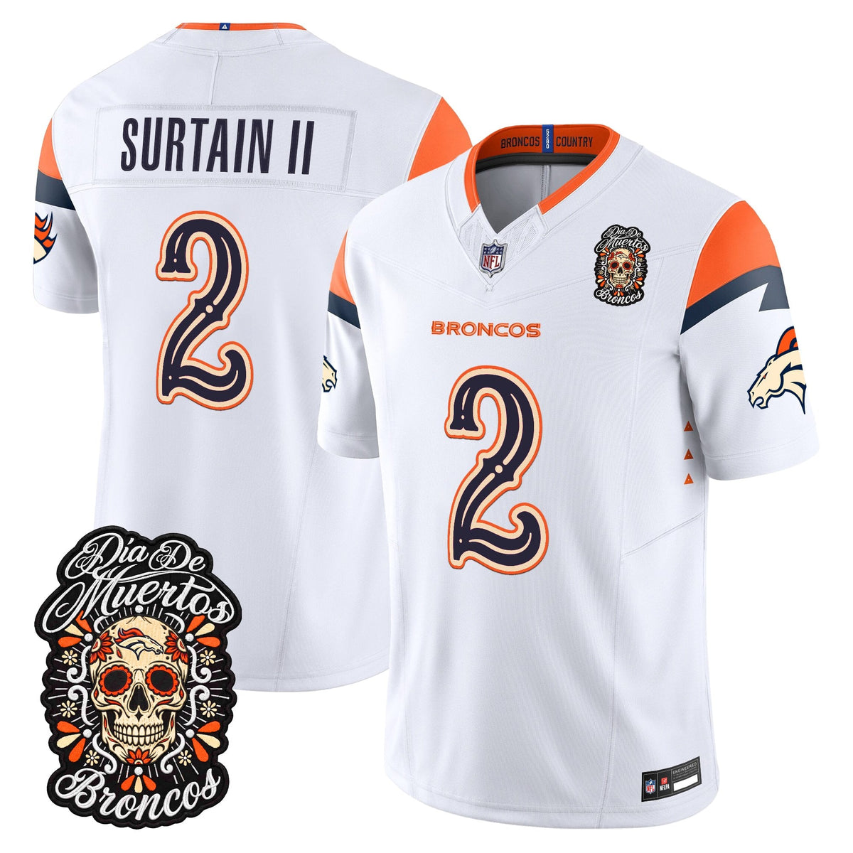 Denver Broncos Día de los Muertos Vapor Limited Jersey - Stitched