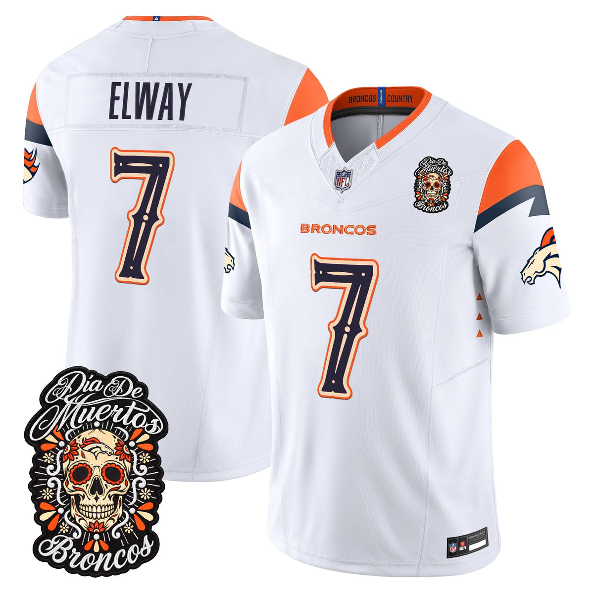 Denver Broncos Día de los Muertos Vapor Limited Jersey - Stitched