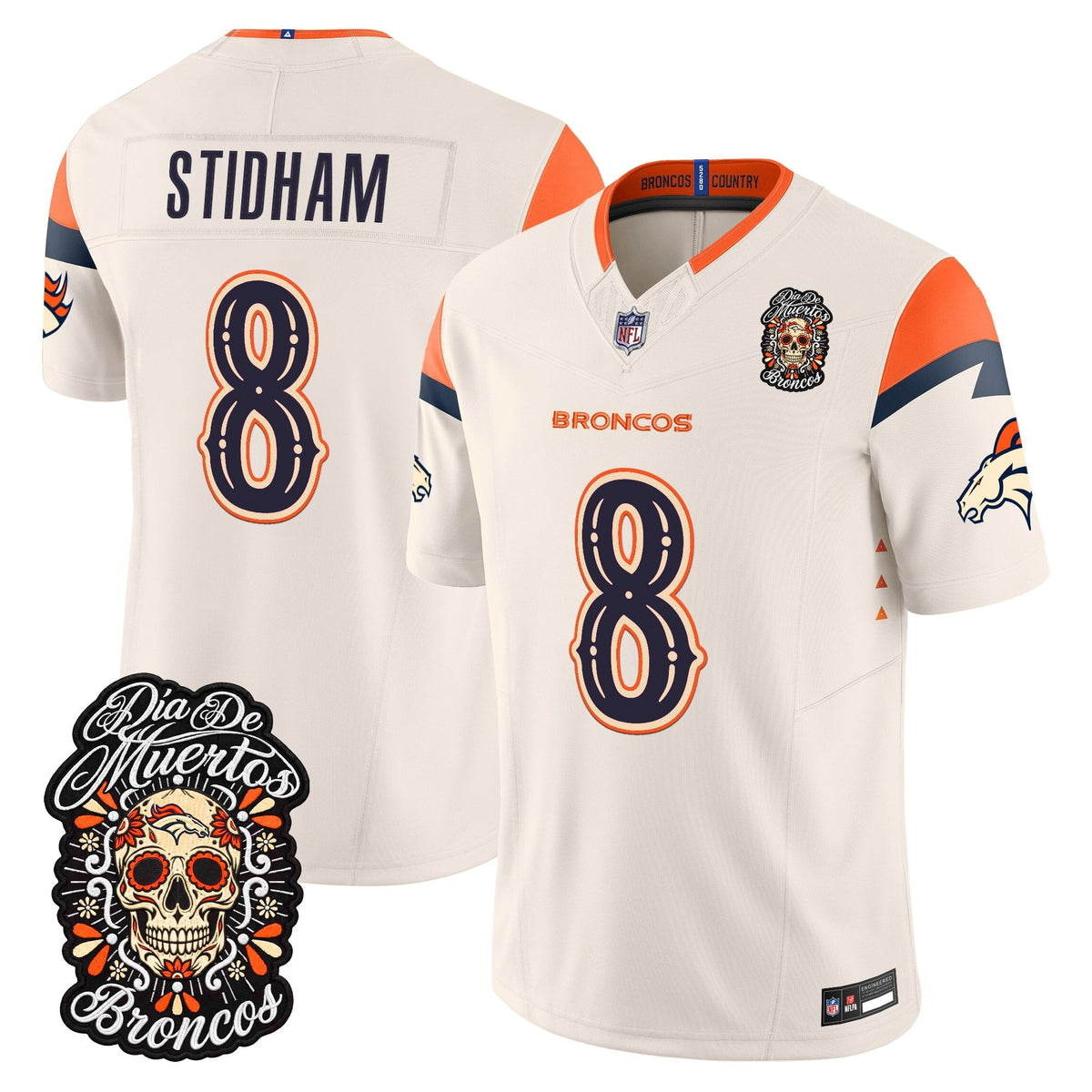Denver Broncos Día de los Muertos Vapor Limited Jersey - Stitched
