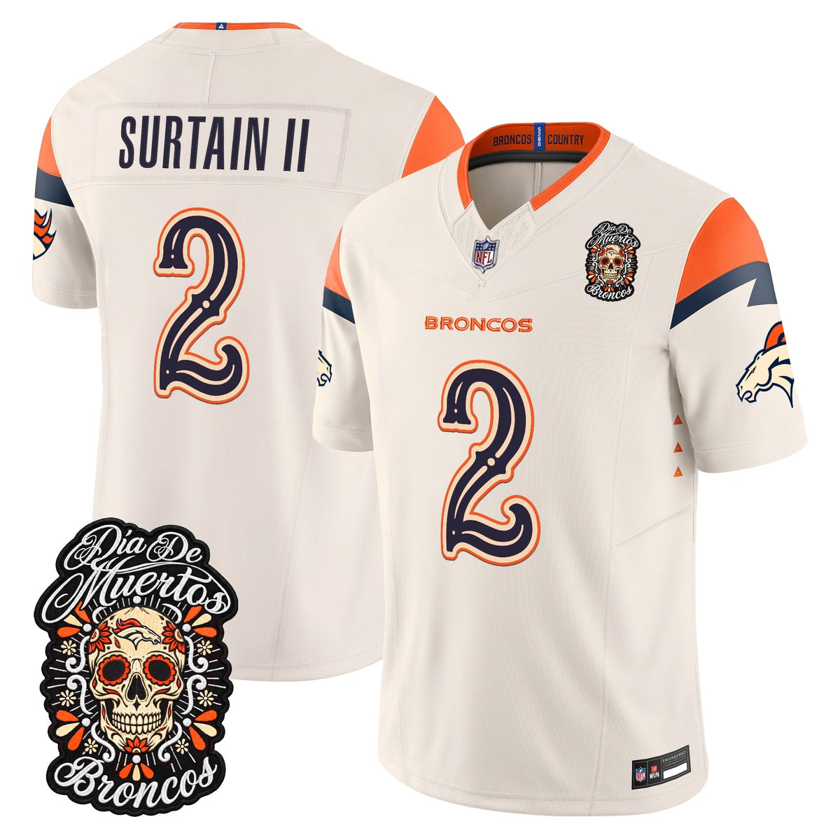 Denver Broncos Día de los Muertos Vapor Limited Jersey - Stitched