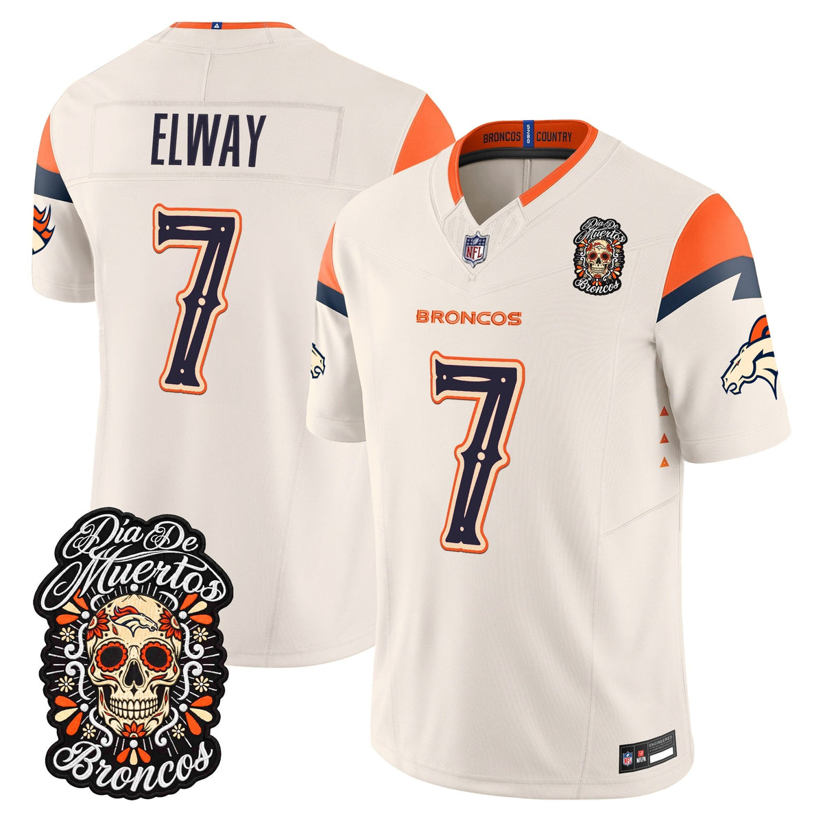Denver Broncos Día de los Muertos Vapor Limited Jersey - Stitched