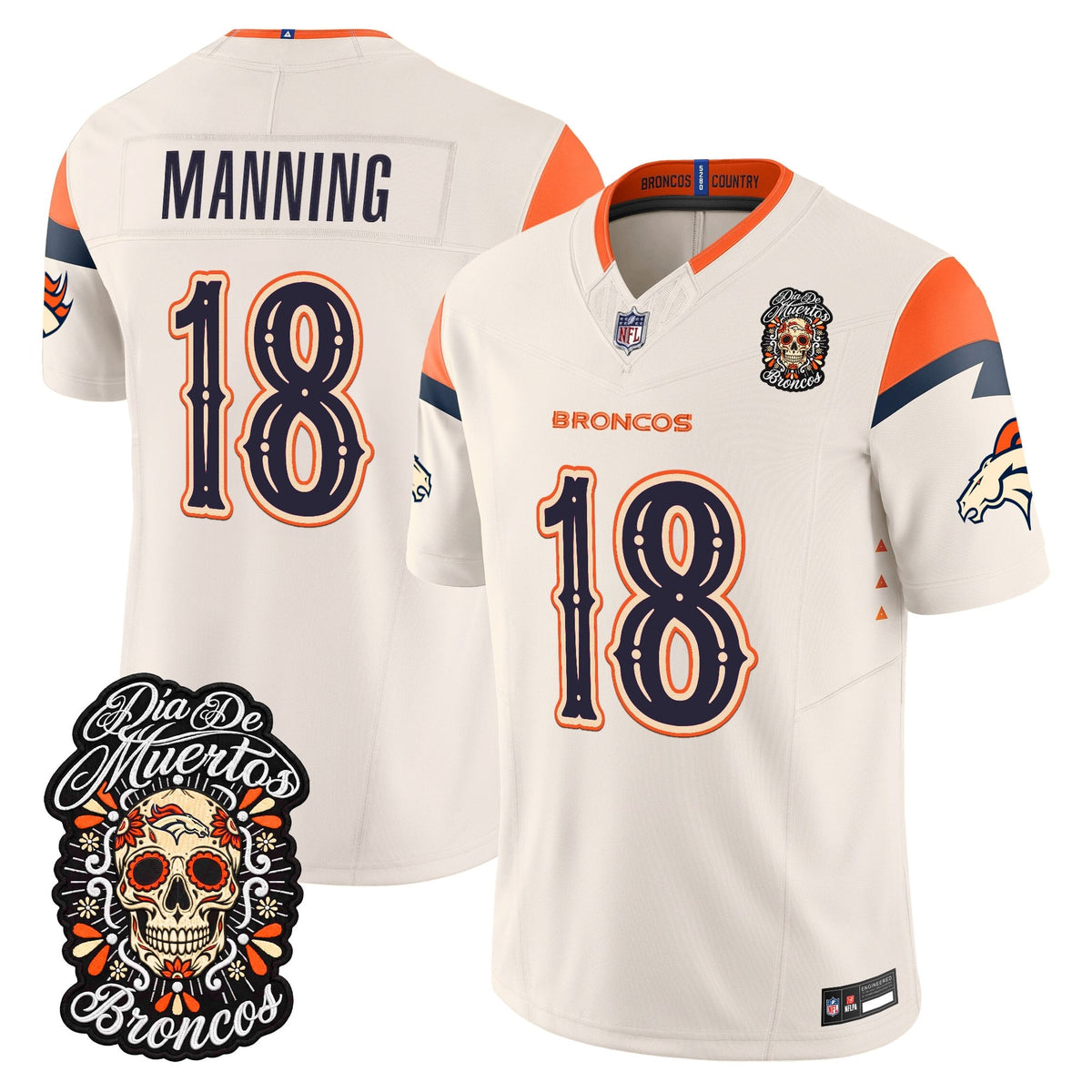 Denver Broncos Día de los Muertos Vapor Limited Jersey - Stitched