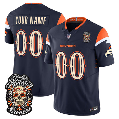 Denver Broncos Día de los Muertos Vapor Limited Custom Jersey - Stitched