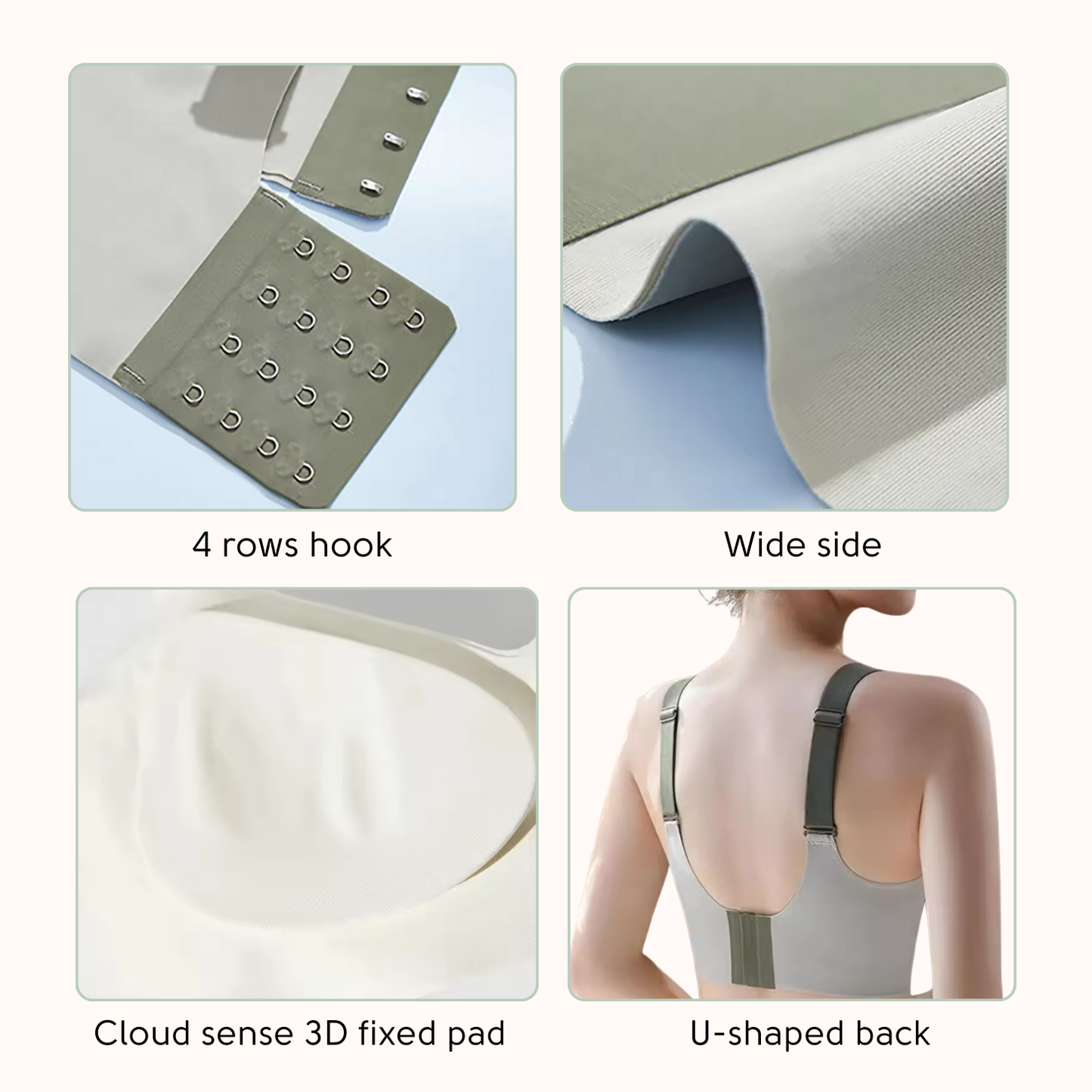 Anti-Sagging Support Shockproof Sports Fixed Cup Bra For Women