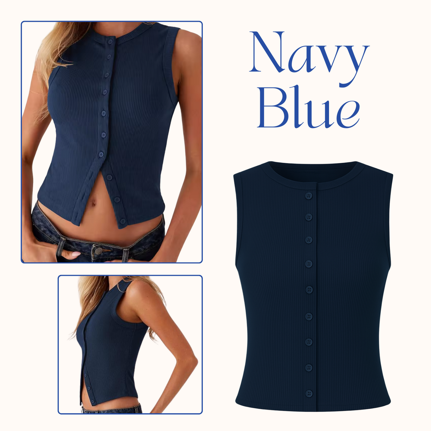 Women's Ribbed Button-Front Tank Tops