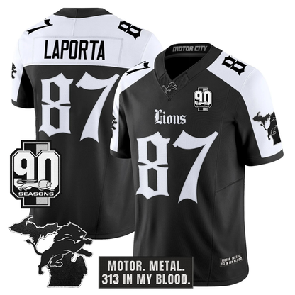 DET 'Gothic Motor Grit Edition' 90th Season Patch Vapor Limited Jersey - All Stitched