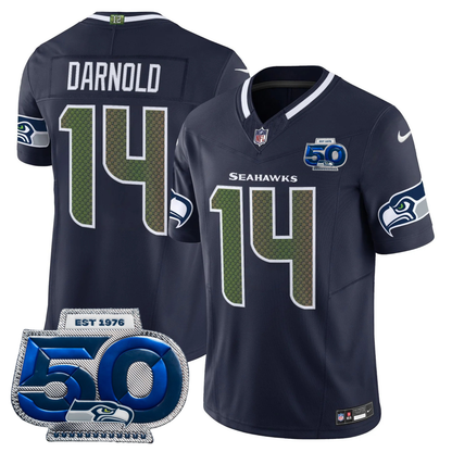 Seattle Seahawks 2025 "Rivalries" 50th Season Patch Vapor Limited Jersey - All Stitched