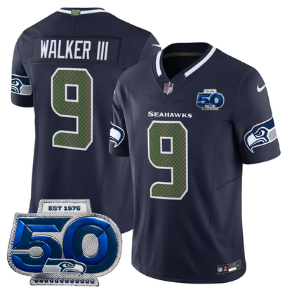 Seattle Seahawks 2025 "Rivalries" 50th Season Patch Vapor Limited Jersey - All Stitched