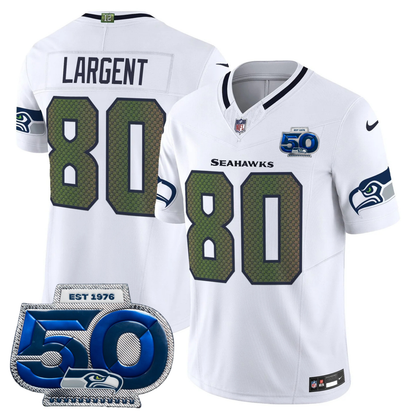 Seattle Seahawks 2025 "Rivalries" 50th Season Patch Vapor Limited Jersey - All Stitched