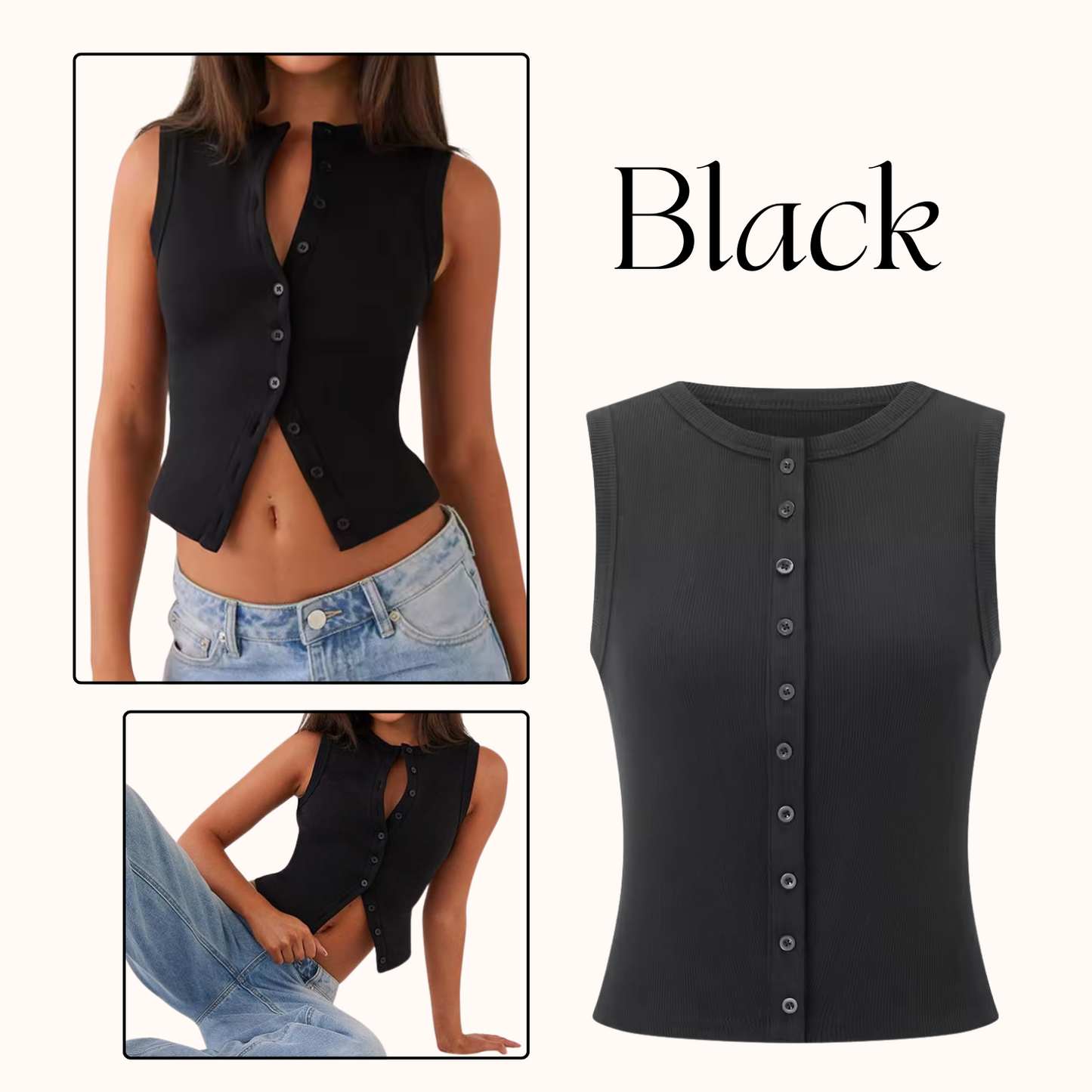 Women's Ribbed Button-Front Tank Tops