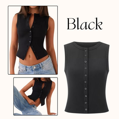 Women's Ribbed Button-Front Tank Tops