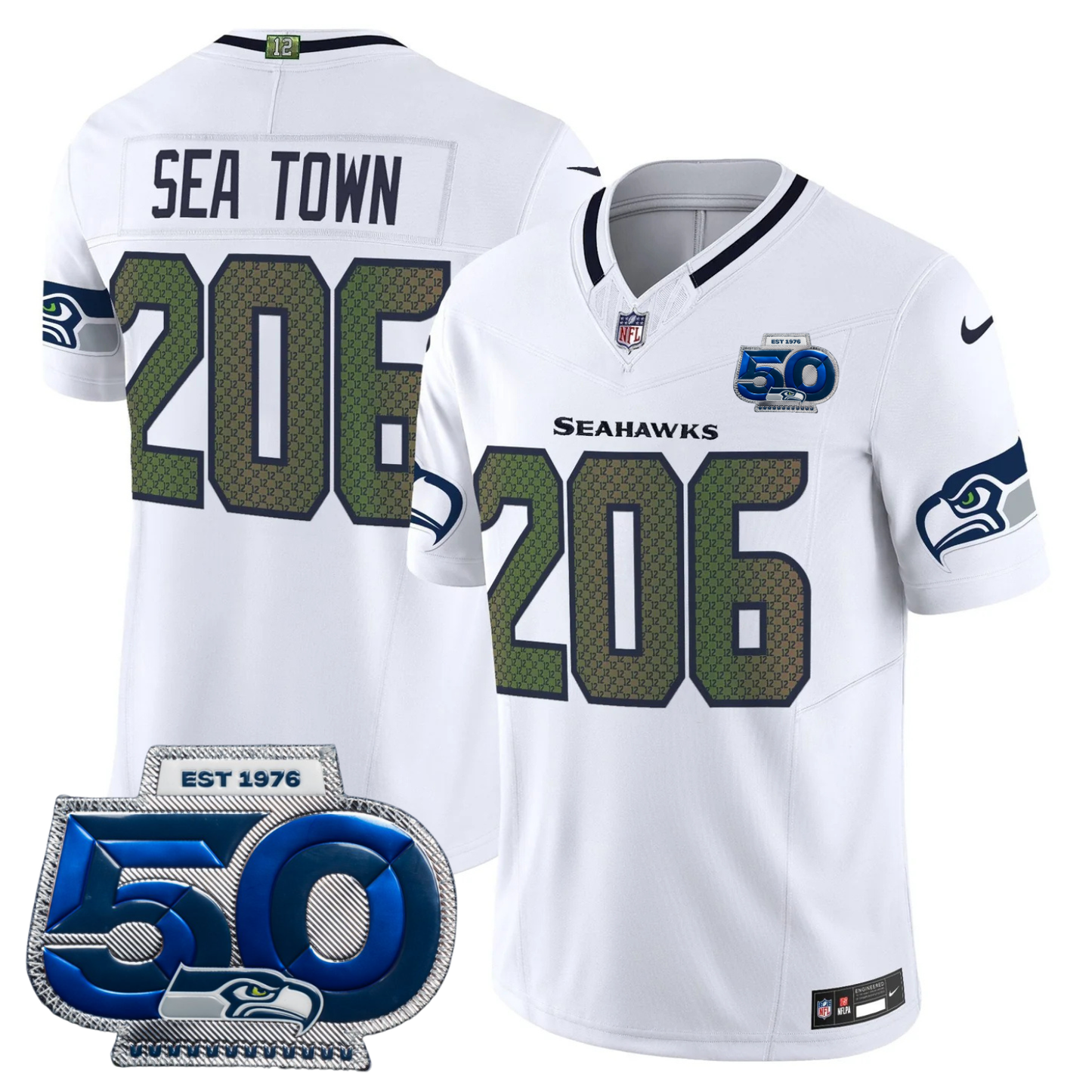 Seattle Seahawks 2025 "Rivalries" 50th Season Patch Vapor Limited Jersey - All Stitched