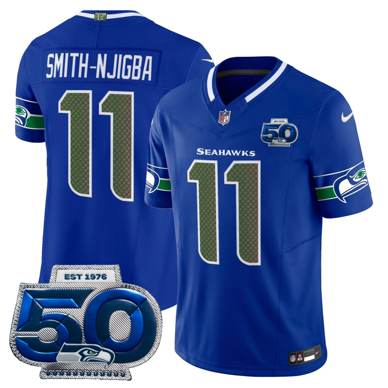 Seattle Seahawks 2025 "Rivalries" 50th Season Patch Vapor Limited Jersey - All Stitched