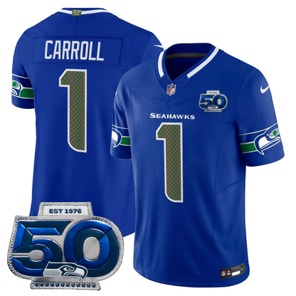 Seattle Seahawks 2025 "Rivalries" 50th Season Patch Vapor Limited Jersey - All Stitched