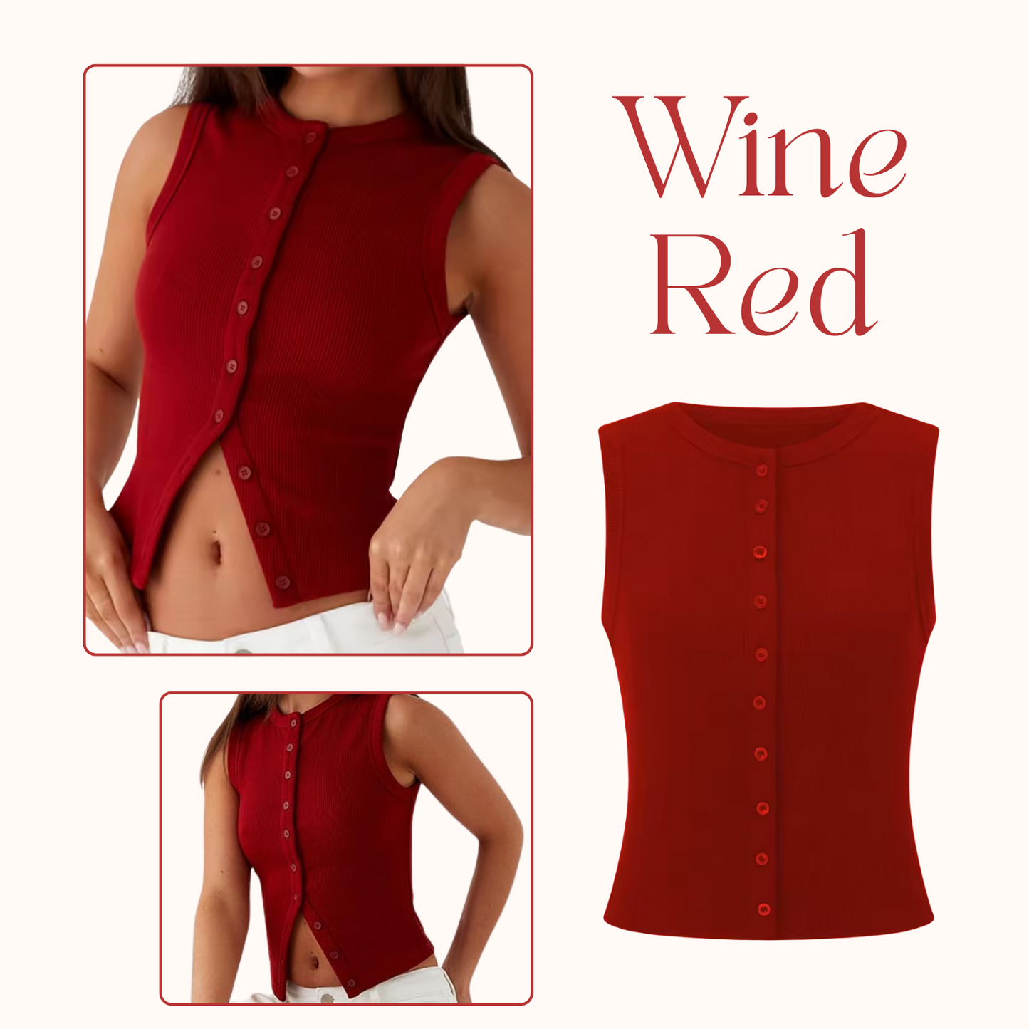 Women's Ribbed Button-Front Tank Tops