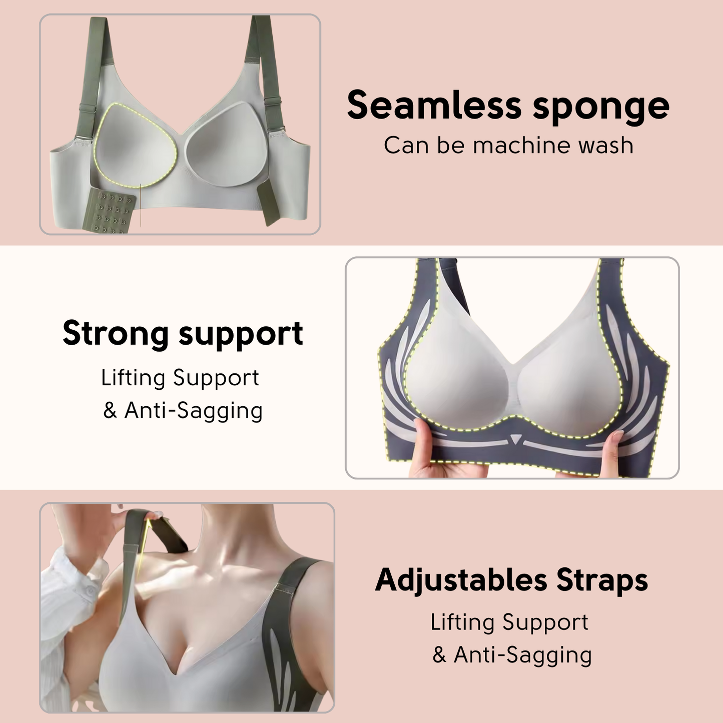 Anti-Sagging Support Shockproof Sports Fixed Cup Bra For Women