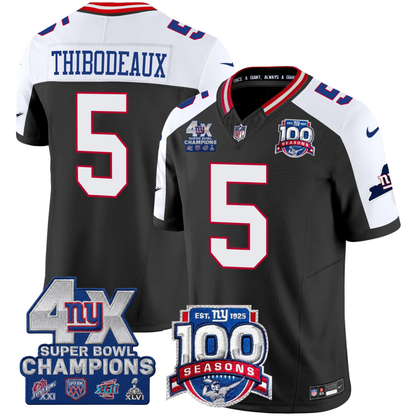 NYG 4X Champions & 100th Season Patch Vapor Limited Jersey - Stitched