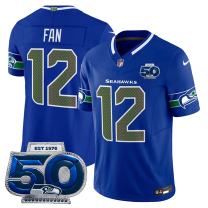 Seattle Seahawks 2025 "Rivalries" 50th Season Patch Vapor Limited Jersey - All Stitched