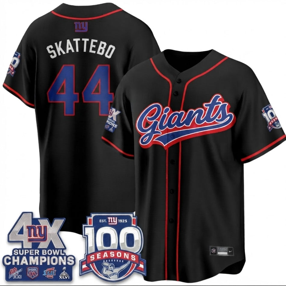NYG 4X Champs & 100 Anniversary Vapor Baseball Jersey - Stitched